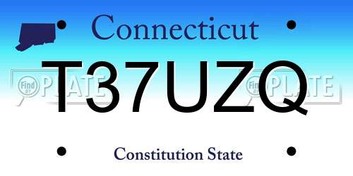 T37UZQ Connecticut License Plate