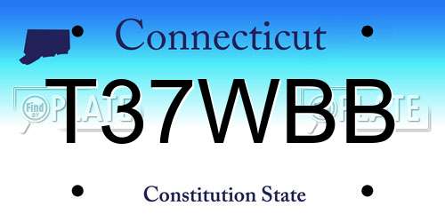 T37WBB Connecticut License Plate
