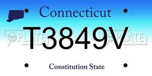 T3849V Connecticut License Plate