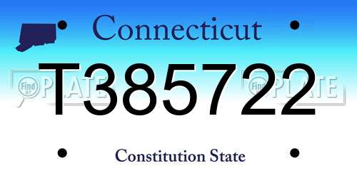 T385722 Connecticut License Plate