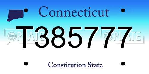 T385777 Connecticut License Plate