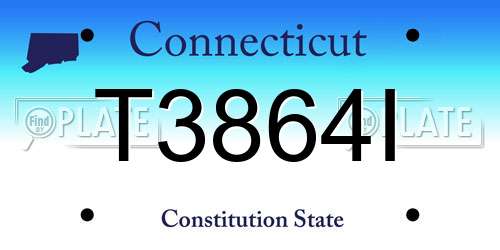 T3864I Connecticut License Plate