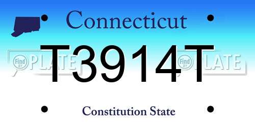 T3914T Connecticut License Plate