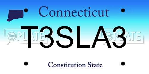 T3SLA3 Connecticut License Plate