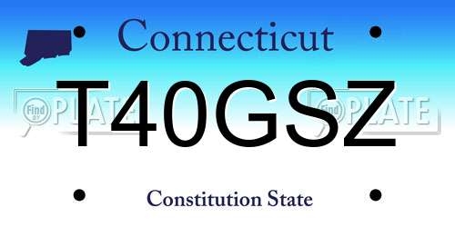 T40GSZ Connecticut License Plate