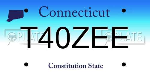 T40ZEE Connecticut License Plate