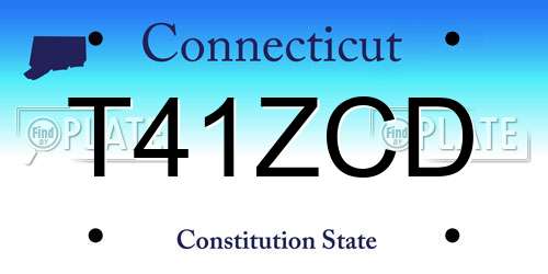 T41ZCD Connecticut License Plate