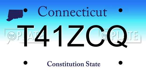 T41ZCQ Connecticut License Plate