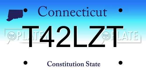 T42LZT Connecticut License Plate