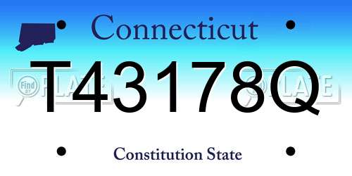 T43178Q Connecticut License Plate