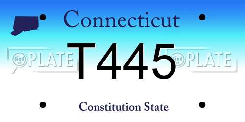 T445 Connecticut License Plate
