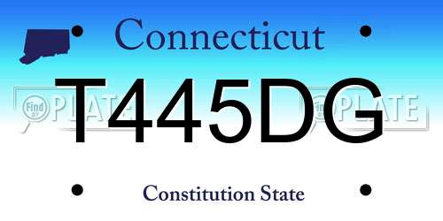 T445DG Connecticut License Plate