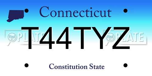T44TYZ Connecticut License Plate