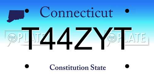 T44ZYT Connecticut License Plate