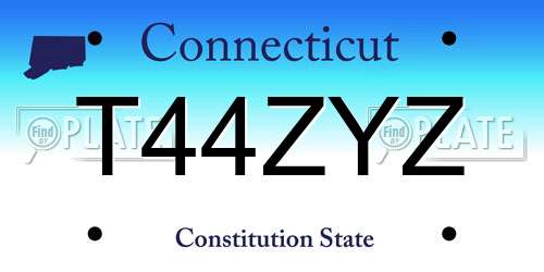 T44ZYZ Connecticut License Plate