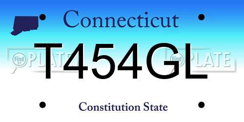 T454GL Connecticut License Plate