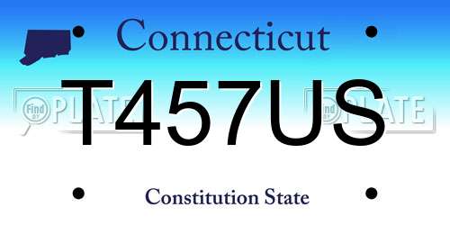 T457US Connecticut License Plate