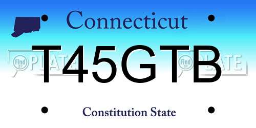 T45GTB Connecticut License Plate