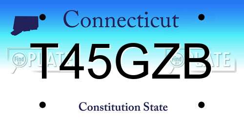 T45GZB Connecticut License Plate