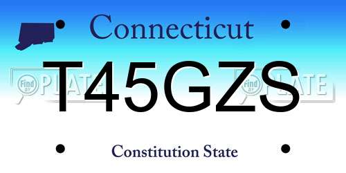 T45GZS Connecticut License Plate