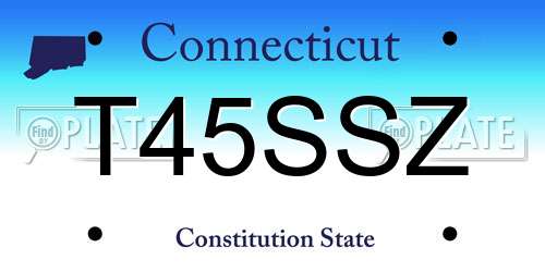 T45SSZ Connecticut License Plate