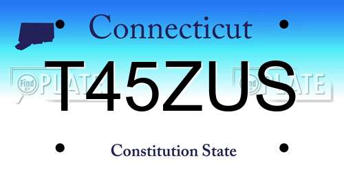 T45ZUS Connecticut License Plate