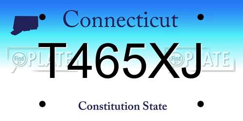 T465XJ Connecticut License Plate
