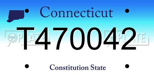 T470042 Connecticut License Plate