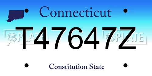 T47647Z Connecticut License Plate