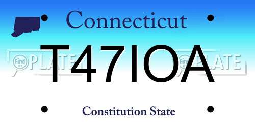 T47IOA Connecticut License Plate