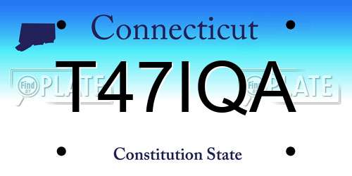 T47IQA Connecticut License Plate