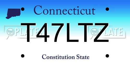 T47LTZ Connecticut License Plate