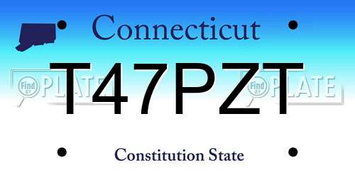 T47PZT Connecticut License Plate