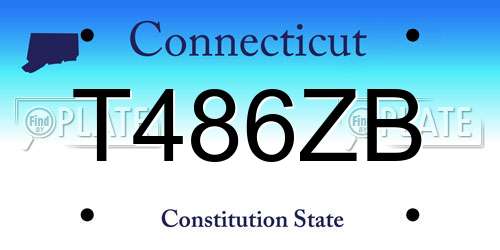 T486ZB Connecticut License Plate