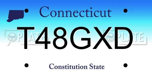 T48GXD Connecticut License Plate
