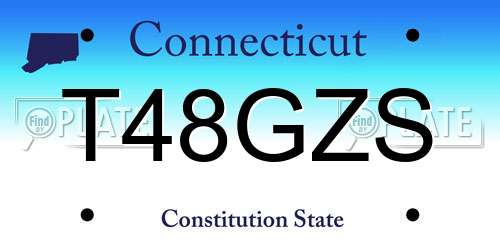 T48GZS Connecticut License Plate