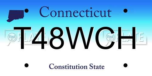 T48WCH Connecticut License Plate