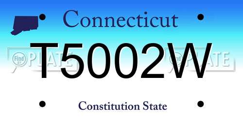 T5002W Connecticut License Plate