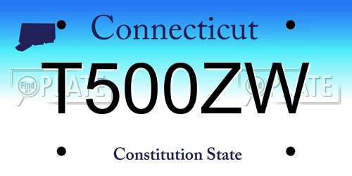 T500ZW Connecticut License Plate