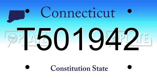 T501942 Connecticut License Plate