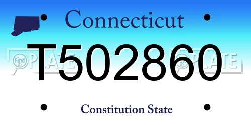 T502860 Connecticut License Plate