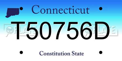 T50756D Connecticut License Plate