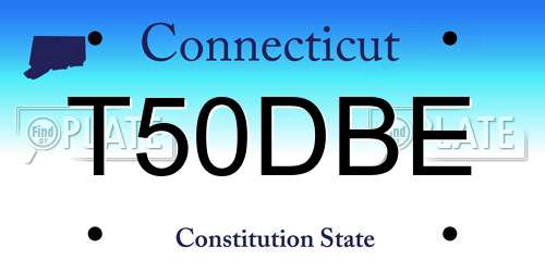 T50DBE Connecticut License Plate