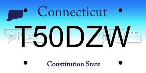 T50DZW Connecticut License Plate