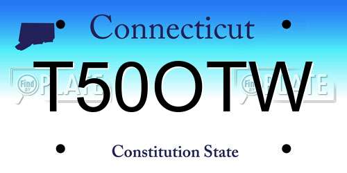 T50OTW Connecticut License Plate