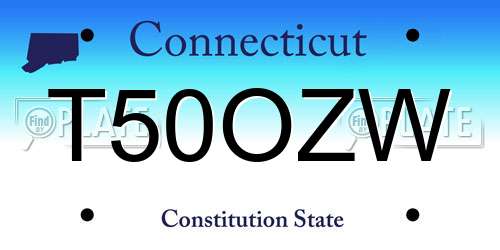 T50OZW Connecticut License Plate