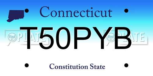 T50PYB Connecticut License Plate