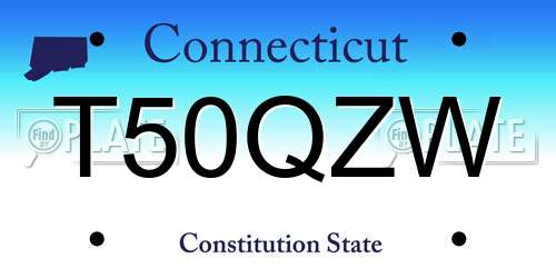 T50QZW Connecticut License Plate