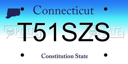 T51SZS Connecticut License Plate