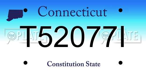 T52077I Connecticut License Plate